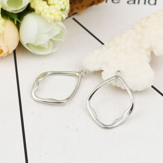 Picture of Zinc Based Alloy Charms Irregular Silver Tone 27mm(1 1/8") x 21mm( 7/8"), 10 PCs