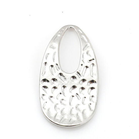 Image de Pendentifs en Alliage de Zinc Courbe Goutte d'Eau Argent Mat 34mm x 18mm, 10 Pcs
