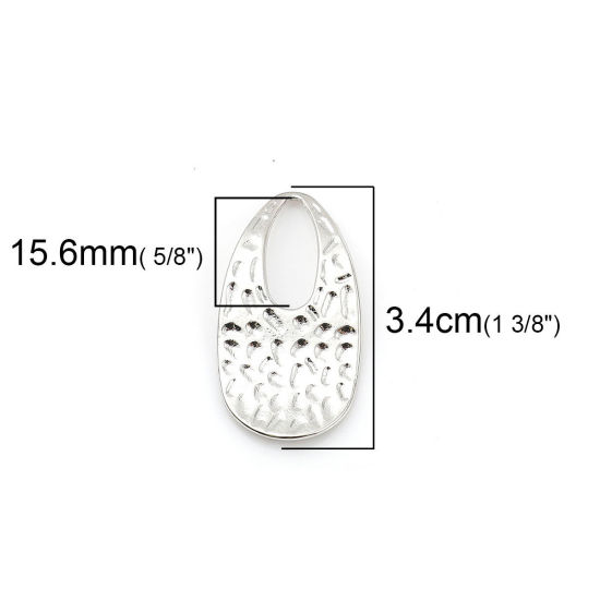 Image de Pendentifs en Alliage de Zinc Courbe Goutte d'Eau Argent Mat 34mm x 18mm, 10 Pcs