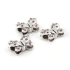 Picture of Zinc Based Alloy European Style Large Hole Charm Beads Butterfly Animal Antique Silver Color Message " Mother & Daughter " Mauve Rhinestone About 22mm x 15mm, Hole: Approx 4.8mm, 3 PCs