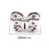Picture of Zinc Based Alloy European Style Large Hole Charm Beads Butterfly Animal Antique Silver Color Message " Mother & Daughter " Mauve Rhinestone About 22mm x 15mm, Hole: Approx 4.8mm, 3 PCs