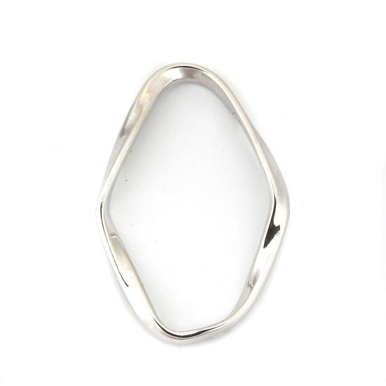 Immagine di Lega di Zinco Ciondoli Rombo Tono Argento Geometria Ritorto 42mm x 28mm , 10 Pz