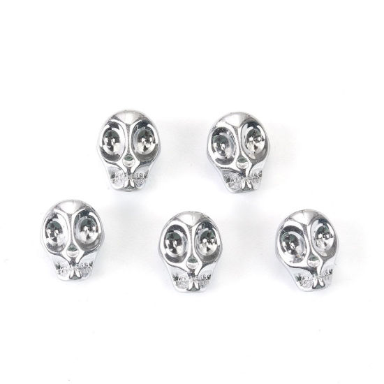 Picture of Glass Beads Skull Blue About 10mm x 8mm, Hole: Approx 1.2mm, 1 Packet (Approx 40 PCs/Packet)