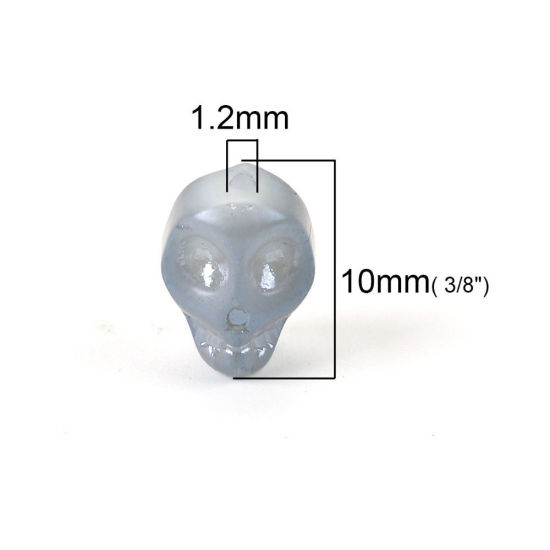 Picture of Glass Beads Skull Silver-gray About 10mm x 8mm, Hole: Approx 1.2mm, 1 Packet (Approx 40 PCs/Packet)