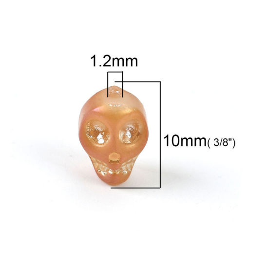Image de Perles en Verre Tête de Mort Gris Foncé 10mm x 8mm, Trou: 1.2mm, 1 Paquet (env. 40 Pcs/Paquet)
