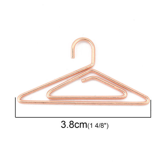 Picture of Stainless Steel Bookmark Rose Gold Paper Clip Coat Hanger 38mm(1 4/8") x 20mm( 6/8"), 5 PCs