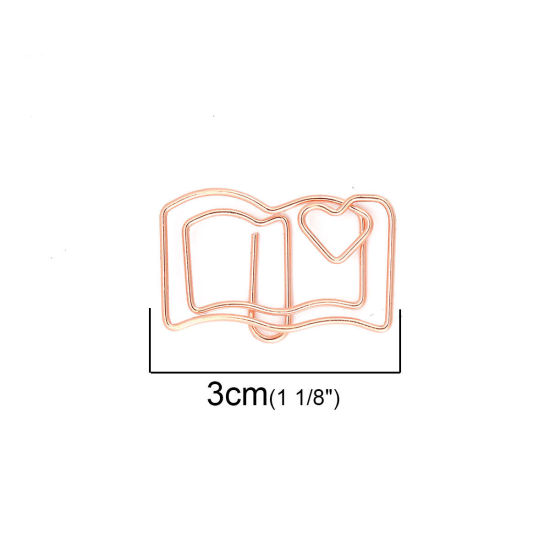 Bild von Edelstahl Lesezeichen Rosegold Büroklammer Herz 30mm x 19mm, 5 Stück