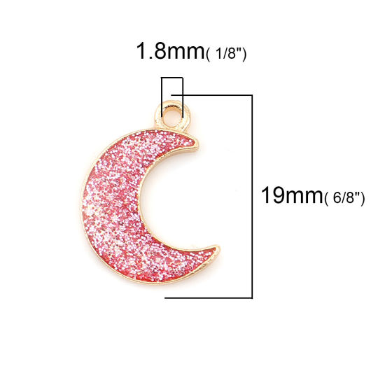 Imagen de Zamak Galaxia Colgantes Charms Luna Media Chapado en Oro Rosado Brillo 19mm x 15mm, 20 Unidades