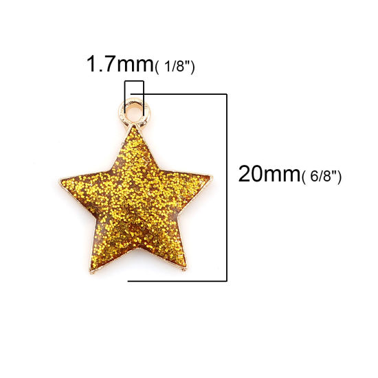 Image de Breloques Galaxie en Alliage de Zinc Etoile Brillant Paillettes Doré Or Email 20mm x 17mm, 20 Pcs

