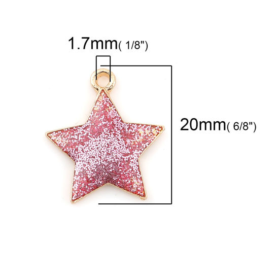 Image de Breloques Galaxie en Alliage de Zinc Etoile Brillant Paillettes Doré Rose Email 20mm x 17mm, 20 Pcs