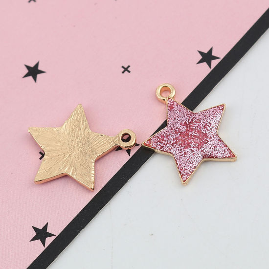 Image de Breloques Galaxie en Alliage de Zinc Etoile Brillant Paillettes Doré Rose Email 20mm x 17mm, 20 Pcs