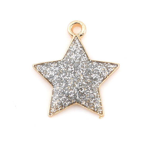 Image de Breloques Galaxie en Alliage de Zinc Etoile Brillant Paillettes Doré Argent Email 20mm x 17mm, 20 Pcs