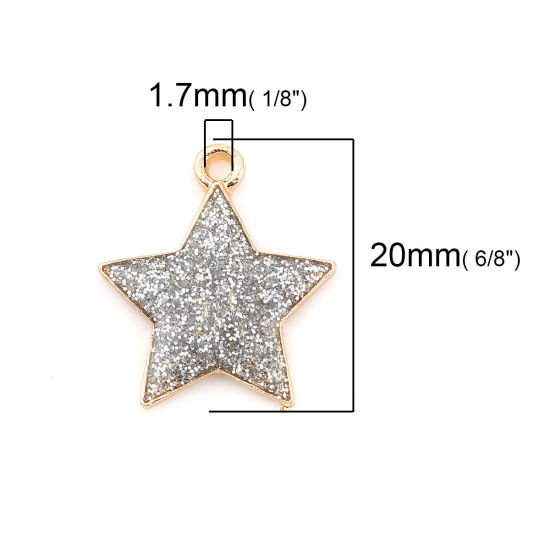 Image de Breloques Galaxie en Alliage de Zinc Etoile Brillant Paillettes Doré Argent Email 20mm x 17mm, 20 Pcs