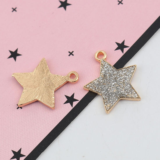 Image de Breloques Galaxie en Alliage de Zinc Etoile Brillant Paillettes Doré Argent Email 20mm x 17mm, 20 Pcs
