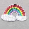 Picture of Fabric Embroidery Appliques Patches DIY Scrapbooking Craft Multicolor Rainbow Sequins 8.1cm(3 2/8") x 5.7cm(2 2/8"), 1 Piece