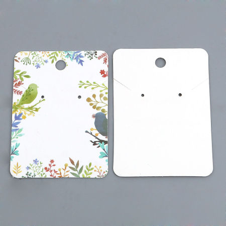 Picture of Paper Jewelry Necklace Earrings Display Card Rectangle Feather Pattern 