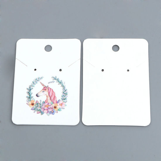 Picture of Paper Jewelry Necklace Earrings Display Card Rectangle Multicolor Horse Pattern 72mm(2 7/8") x 52mm(2"), 50 Sheets