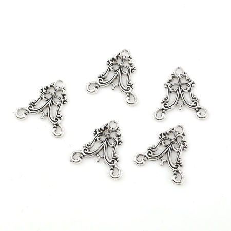 Zinc Based Alloy Connectors Flower Antique Silver Color 21mm x 21mm, 30 PCs