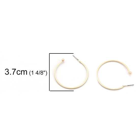 亜鉛合金 イヤリング イヤリングパーツ C字状 マットゴールド 37mm x 35mm、 ワイヤーサイズ: （20号）、 4 個 の画像