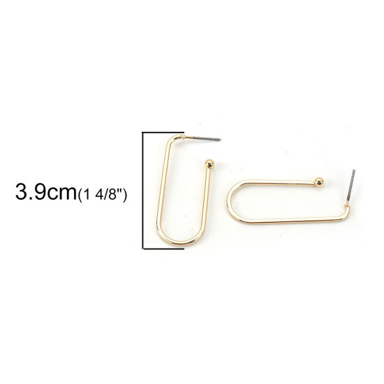 亜鉛合金 イヤリング イヤリングパーツ 長方形 金メッキ 39mm x 17mm、 ワイヤーサイズ: （20号）、 4 個 の画像