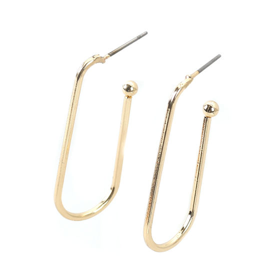 亜鉛合金 イヤリング イヤリングパーツ 長方形 金メッキ 39mm x 17mm、 ワイヤーサイズ: （20号）、 4 個 の画像