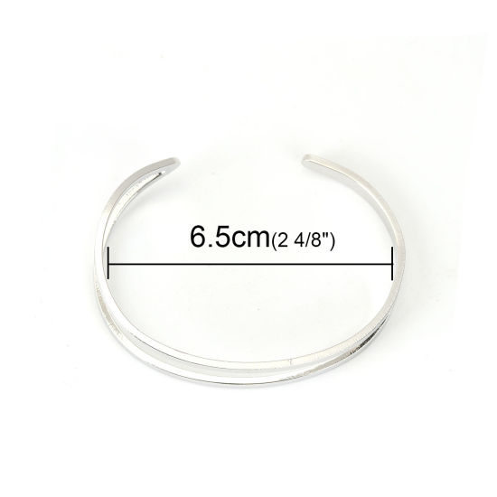 Image de Bracelet Manchette Jonc Semi-Ouvert en Alliage de Fer Arc Argent Mat 17cm long, 1 Pièce