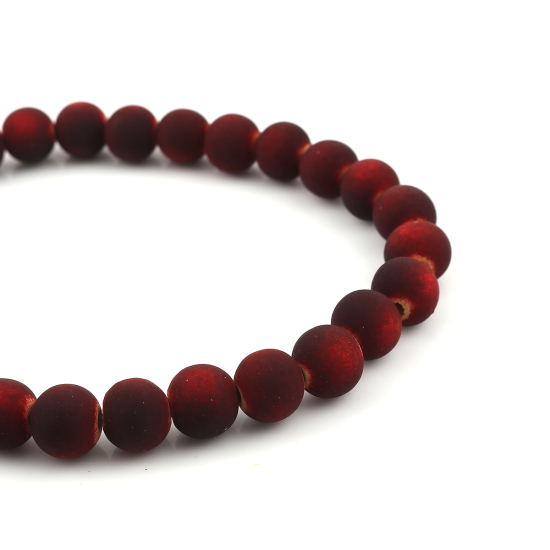 Picture of Wood Spacer Beads Round Wine Red Rubberized About 14mm Dia, Hole: Approx 3.6mm, 45.5cm long, 1 Strand (Approx 36 PCs/Strand)
