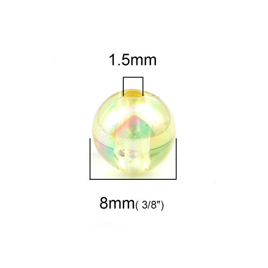 Bild von Acryl Perlen Rund Hellgelb AB Farbe Farbenfroh ca. 8mm D., Loch:ca. 1.5mm, 300 Stück