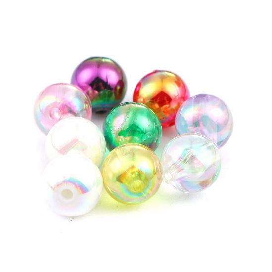 Bild von Acryl Perlen Rund Transparent AB Farbe Farbenfroh ca. 10mm D., Loch:ca. 1.7mm, 200 Stück