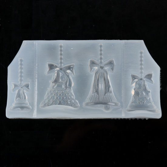 Picture of Silicone Resin Mold For Jewelry Making Rectangle White Christmas Jingle Bell 11cm(4 3/8") x 5.7cm(2 2/8"), 1 Piece