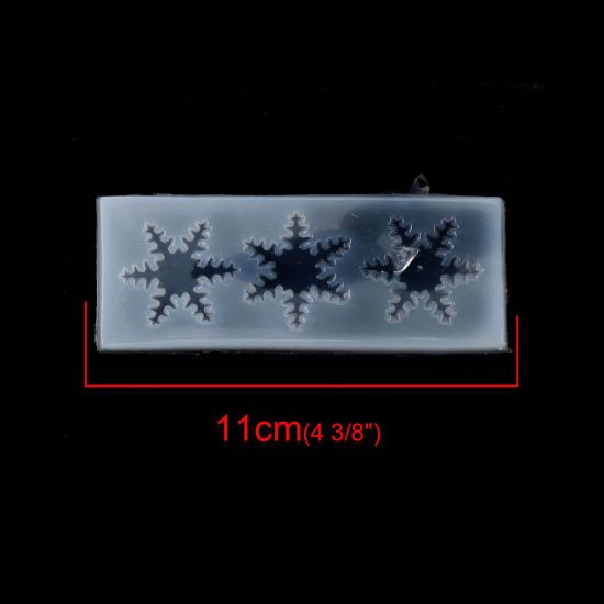 Bild von Silikon Gießform Rechteck Weiß Weihnachten Schneeflocke 11cm x 4.3cm, 2 Stück