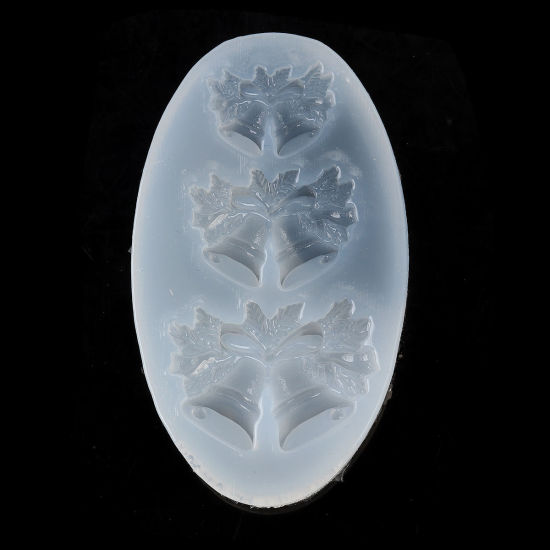 Bild von Silikon Gießform Oval Weiß Weihnachten Jingling Schelle 88mm x 51mm, 1 Stück
