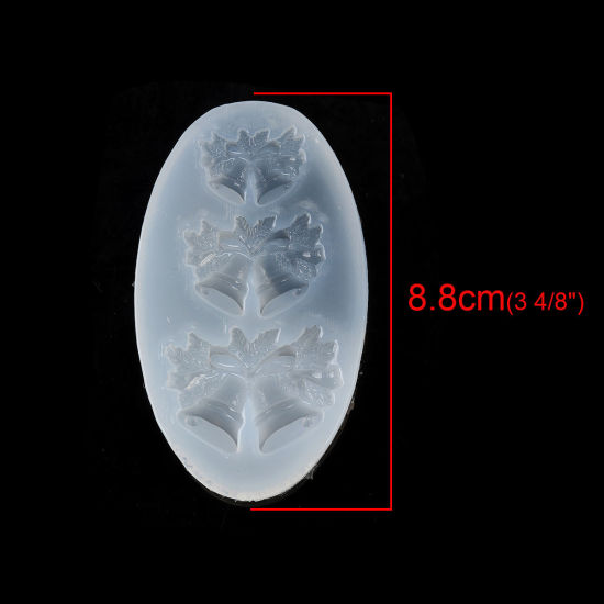 Bild von Silikon Gießform Oval Weiß Weihnachten Jingling Schelle 88mm x 51mm, 1 Stück
