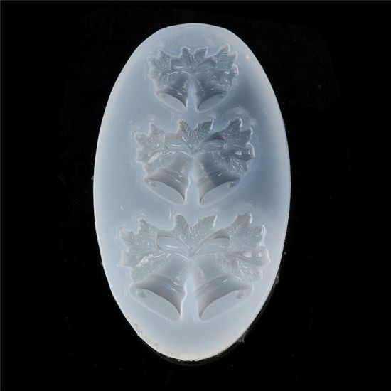 Bild von Silikon Gießform Oval Weiß Weihnachten Jingling Schelle 88mm x 51mm, 1 Stück