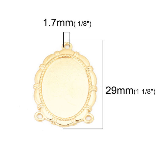 Picture of Zinc Based Alloy Connectors Oval KC Gold Plated Cabochon Settings (Fits 20mmx15mm) 29mm(1 1/8") x 20mm( 6/8"), 10 PCs