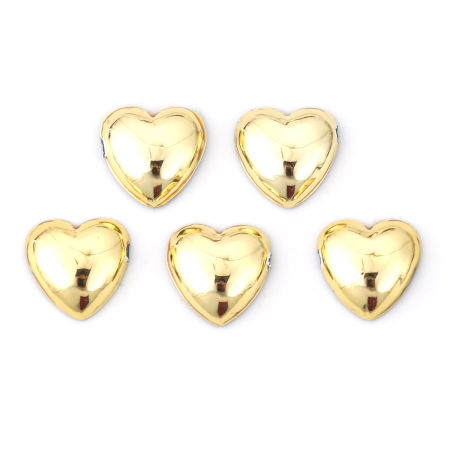 Bild von Acryl Dom Cabochon Verzierung Herz Golden 10mm x 10mm, 200 Stück
