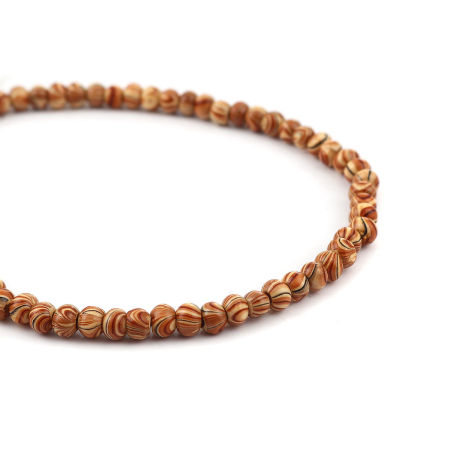 Picture of Natural Wood Spacer Beads Round Brown Stripe About 7mm - 6mm Dia, Hole: Approx 1.6mm, 47cm long, 2 Strands (Approx 100 PCs/Strand)
