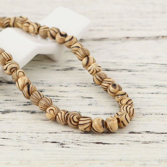 Immagine di Legno Separatori Perline Tondo Nero Striscia Disegno Circa: 9mm - 7mm Dia, Foro: Circa 2.4mm, lunghezza: 47cm, 2 Fili (Circa 70 Pezzi/Treccia)