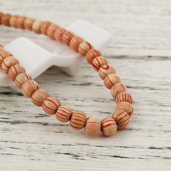 Immagine di Legno Separatori Perline Tondo Nero Striscia Disegno Circa: 9mm - 7mm Dia, Foro: Circa 2.4mm, lunghezza: 47cm, 2 Fili (Circa 70 Pezzi/Treccia)