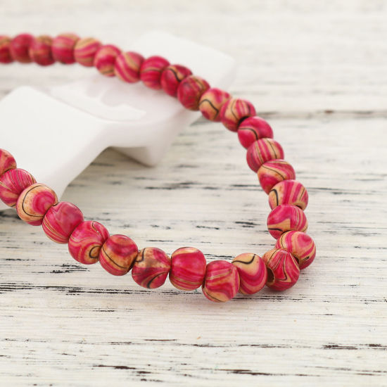 Immagine di Legno Separatori Perline Tondo Scuro Rosso Prugna Striscia Disegno Circa: 9mm - 7mm Dia, Foro: Circa 2.4mm, lunghezza: 47cm, 2 Fili (Circa 70 Pezzi/Treccia)