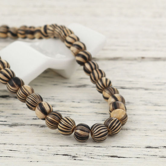 Immagine di Legno Separatori Perline Tondo Scuro Rosso Prugna Striscia Disegno Circa: 9mm - 7mm Dia, Foro: Circa 2.4mm, lunghezza: 47cm, 2 Fili (Circa 70 Pezzi/Treccia)