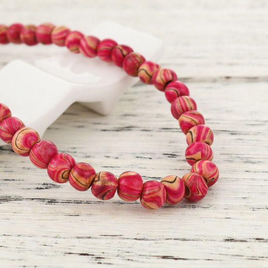 Immagine di Legno Separatori Perline Tondo Scuro Rosso Prugna Striscia Disegno Circa: 9mm - 7mm Dia, Foro: Circa 2.4mm, lunghezza: 47cm, 2 Fili (Circa 70 Pezzi/Treccia)