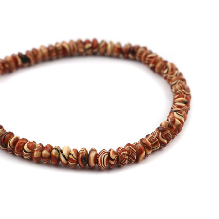 Picture of Natural Wood Spacer Beads Abacus Brown Stripe About 7mm - 6mm Dia, Hole: Approx 2.3mm - 1.8mm, 51cm long, 2 Strands (Approx 165 PCs/Strand)