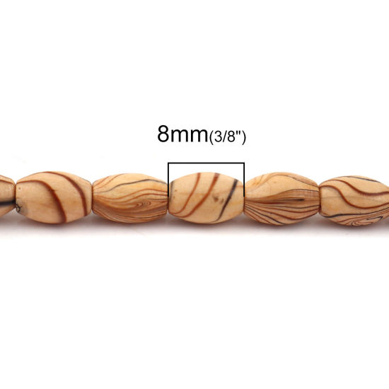 Picture of Natural Wood Spacer Beads Oval Brown Stripe 8mm x 5mm, Hole: Approx 1.8mm - 1.3mm, 46cm long, 2 Strands (Approx 60 PCs/Strand)