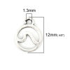 Picture of Zinc Based Alloy Charms Round Antique Silver Color Wave 12mm( 4/8") x 9mm( 3/8"), 100 PCs