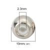 Изображение 5 ШТ Экологичный Латунь Слайдер Круглые Настоящее платиновое покрытие 10мм диаметр, Отверстие:примерно 2.3мм