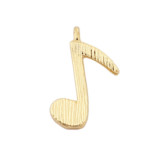 Picture of Brass Charms Musical Note 18K Real Gold Plated 13mm( 4/8") x 8mm( 3/8"), 5 PCs                                                                                                                                                                                