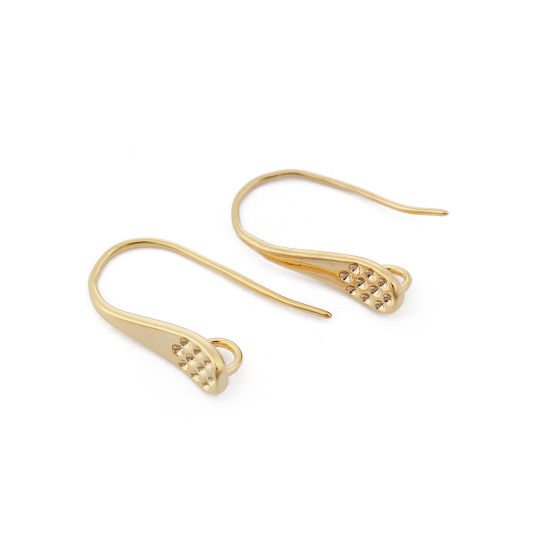 Bild von Messing Ohrring Ohrhaken 18K Vergoldet M/Öse 17mm x 10mm, Drahtstärke: (21 gauge), 4 Stück