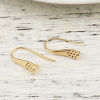 Picture of Brass Ear Wire Hooks Earring Findings 18K Real Gold Plated W/ Loop 17mm( 5/8") x 10mm( 3/8"), Post/ Wire Size: (21 gauge), 4 PCs