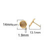 Picture of Brass Cabochon Settings Ear Post Stud Earrings Round 18K Real Gold Plated (Fit 8mm Dia.) 13mm x 10mm, Post/ Wire Size: (20 gauge), 4 PCs                                                                                                                      